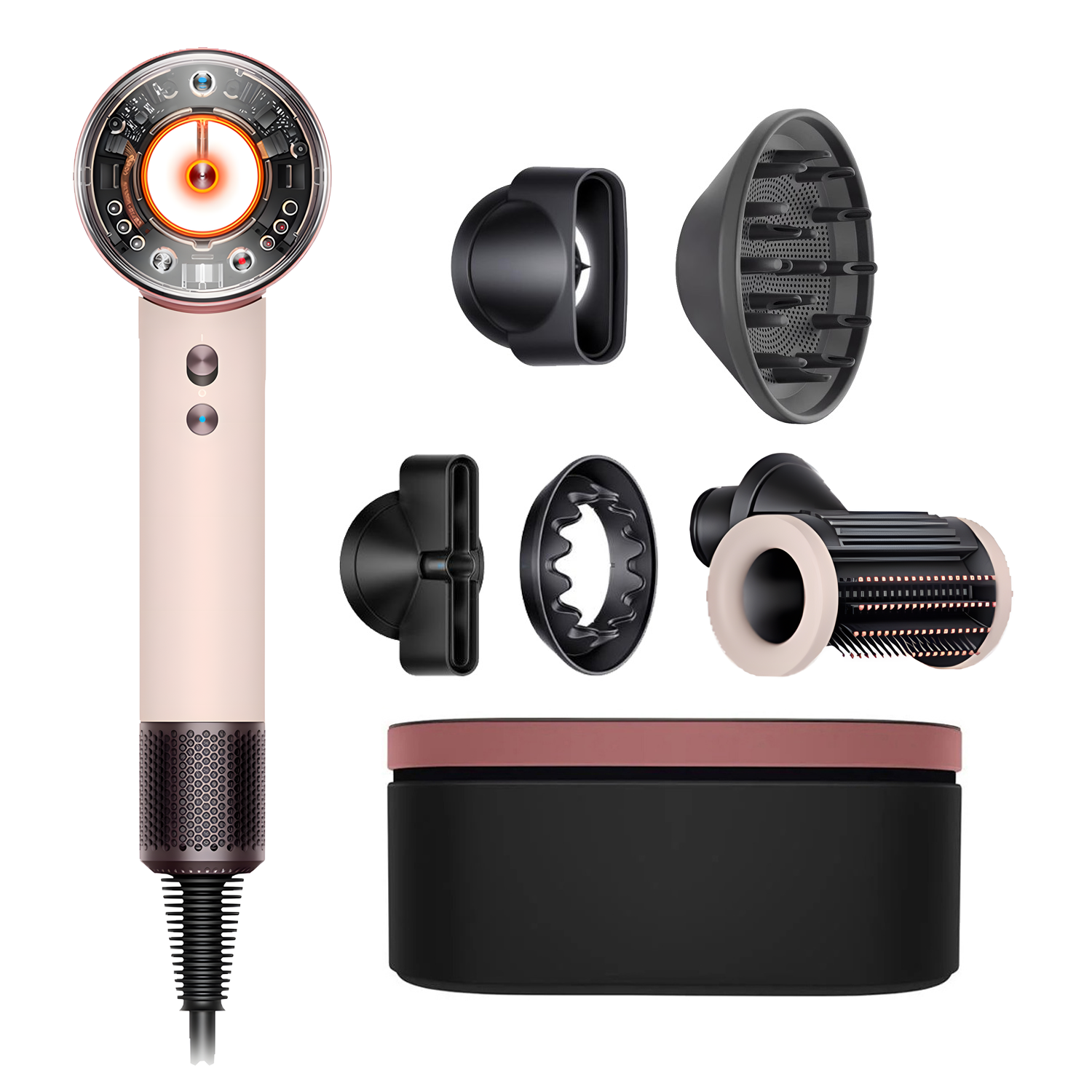 سشوار برس دار حالت دهنده دایسون مدل Supersonic nural Wave+Curl diffuser HD16 CPRG