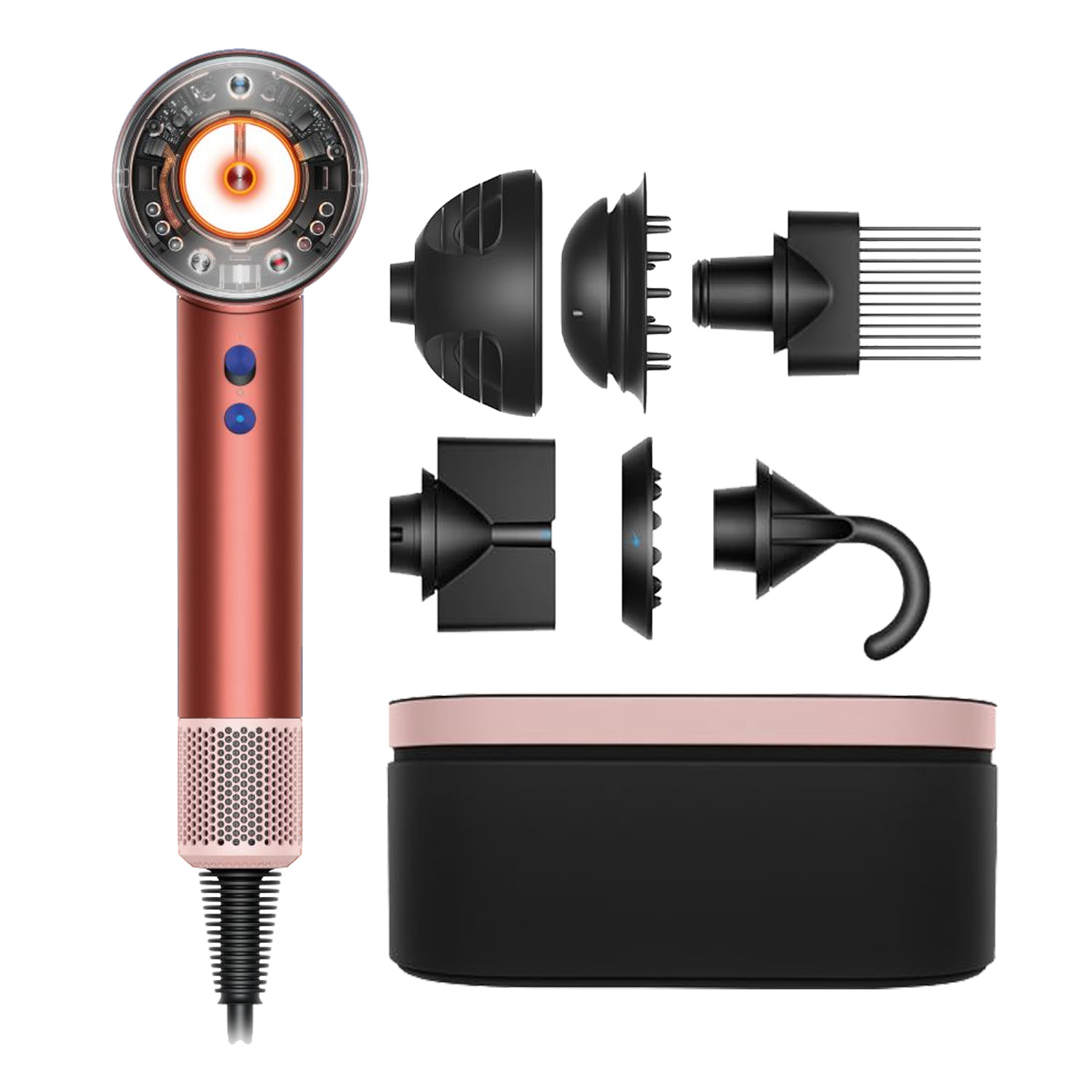 سشوار برس دار حالت دهنده دایسون مدل Supersonic nural Wave+Curl diffuser HD16 SBBP